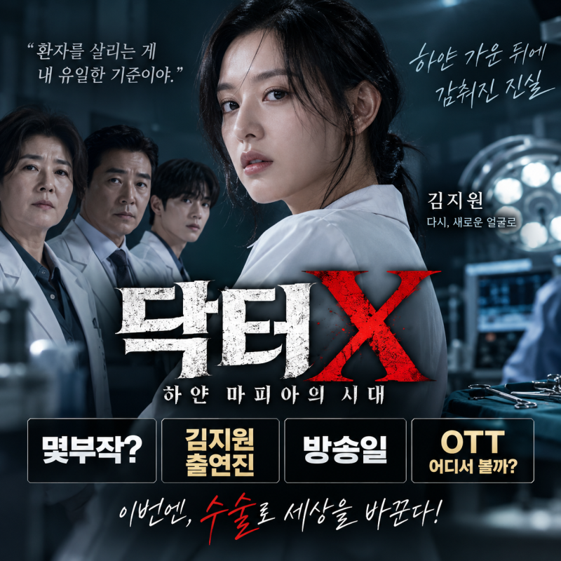 닥터X 하얀 마피아의 시대 몇부작? 김지원 출연진·방송일·OTT까지