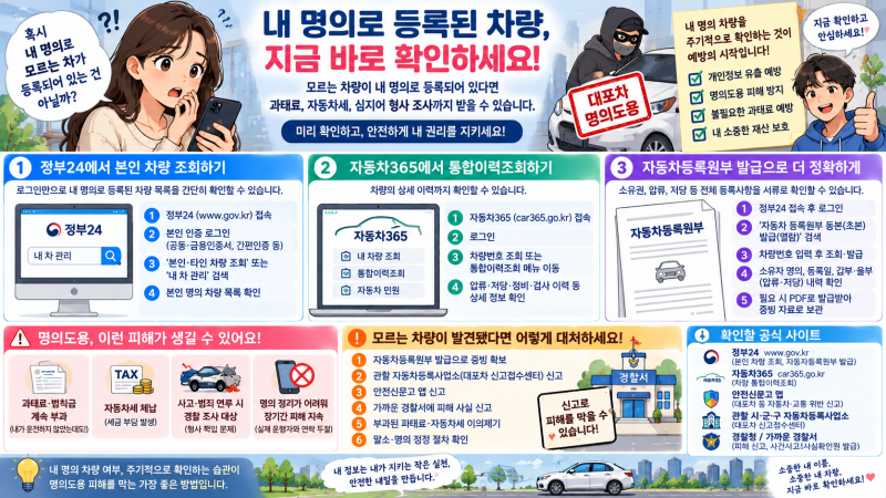 자동차 명의 조회 방법, 도용 확인부터 신고까지