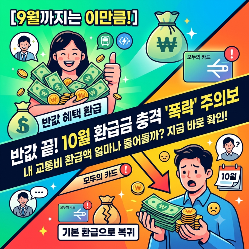 모두의 카드 반값 혜택 끝나면 얼마 받을까? 10월 환급액이 달라진다