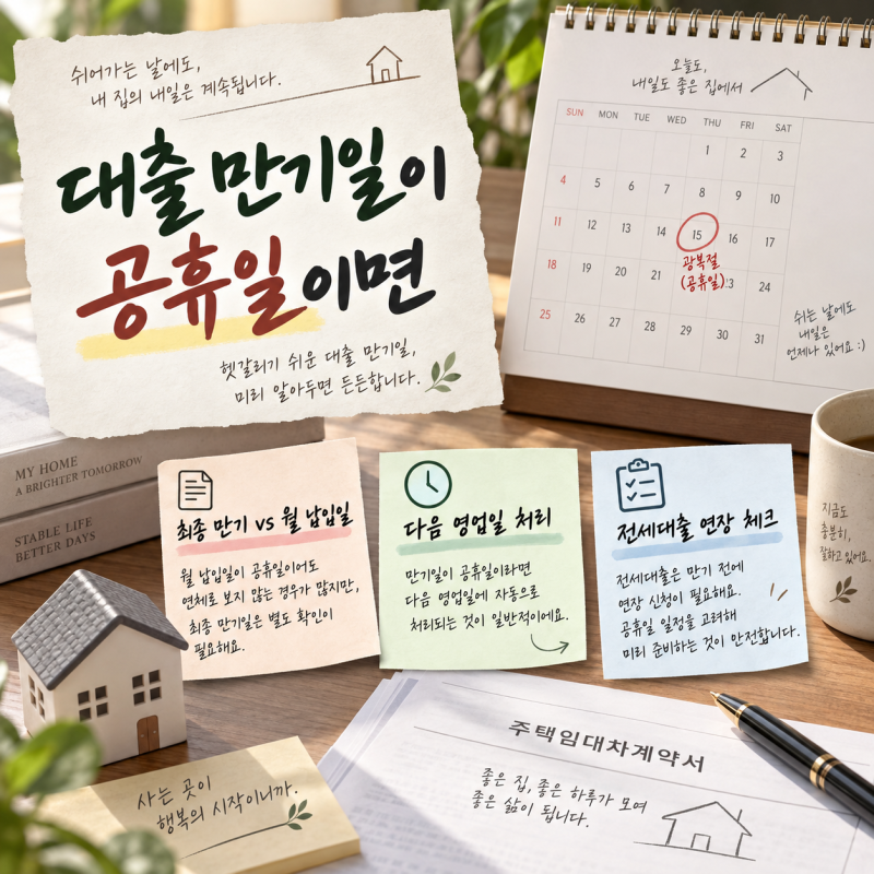 대출 만기일이 공휴일이면 연체될까? 다음 영업일 처리와 원리금 납입일 정리
