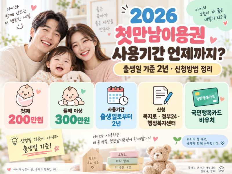 2026 첫만남이용권 사용기간 언제까지? 출생일 기준 2년·신청방법 정리