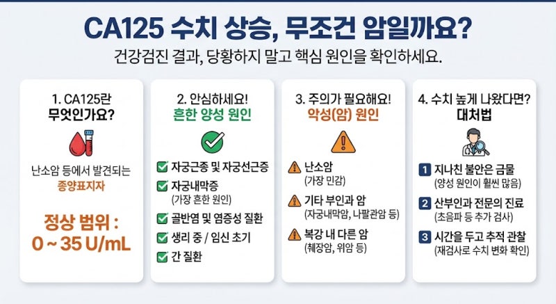 CA125 수치 상승 원인, 무조건 자궁암일까요? (정상 범위와 기타 원인 총정리)