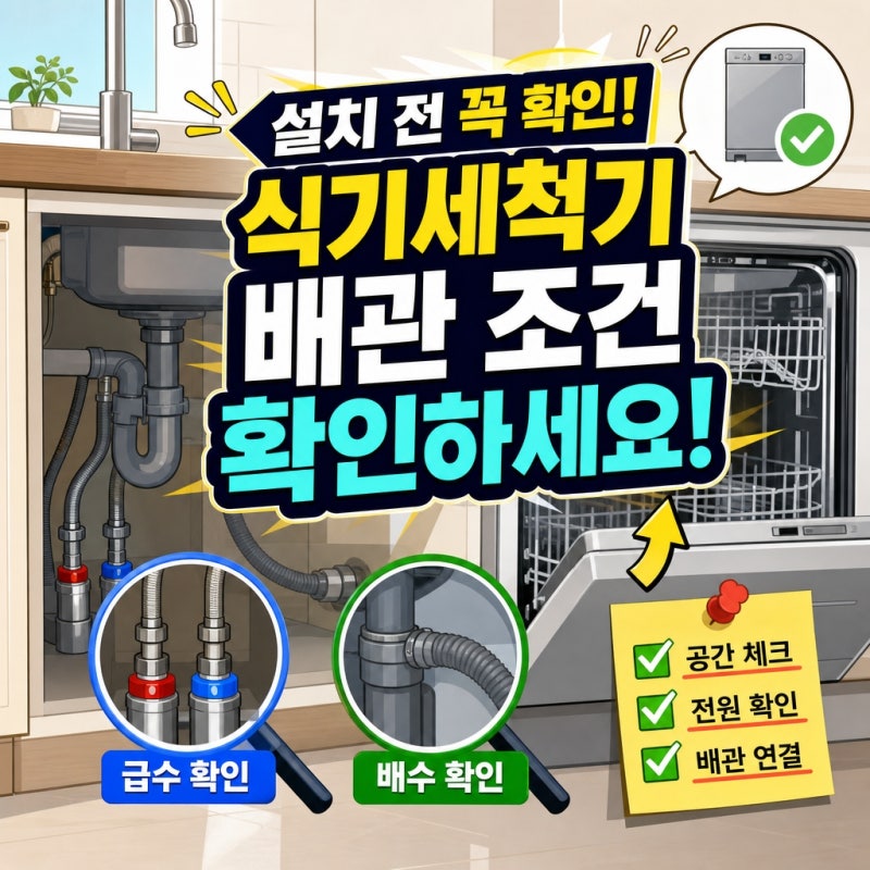 빌트인 식기세척기 설치 전 싱크대와 급배수 조건 확인하기 배관 연결
