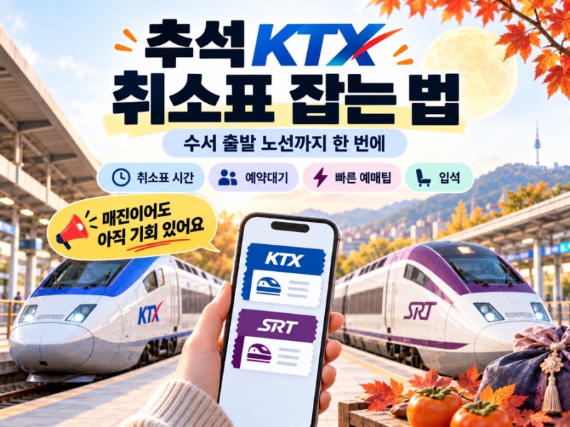 추석 기차표 매진이어도 아직 기회 있어요! KTX·SRT 취소표 잡는 법