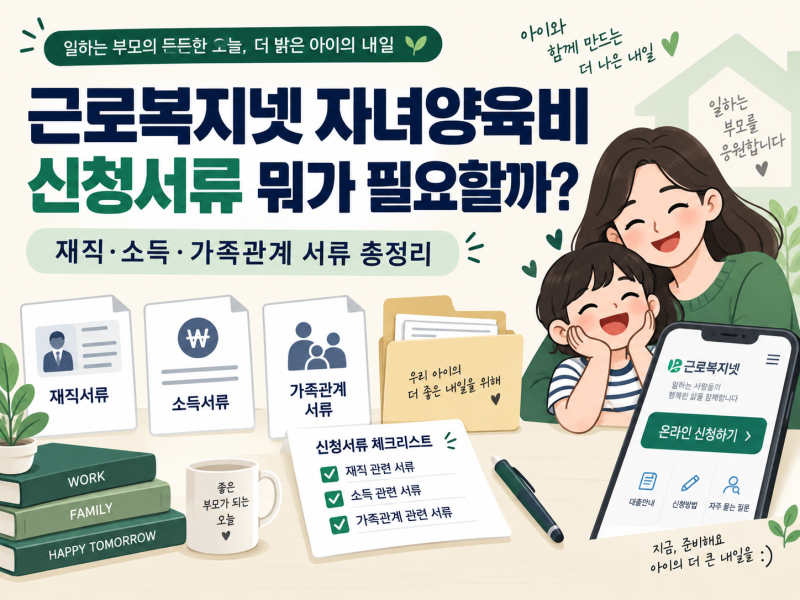 근로복지넷 자녀양육비 대출 신청서류 뭐가 필요할까? 재직·소득·가족관계 서류 총정리