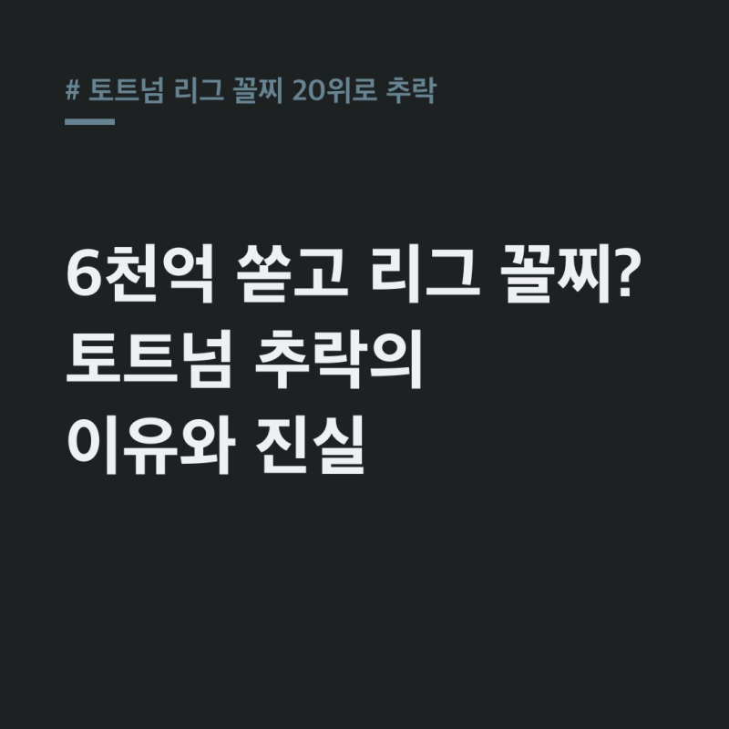 토트넘 리그 꼴찌 20위 추락, 6천억 투자하고 전원 휴가?