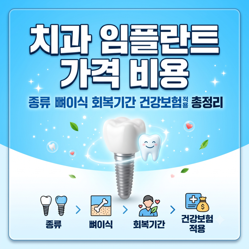 치과 임플란트 가격 비용 종류 뼈이식 회복기간 총정리