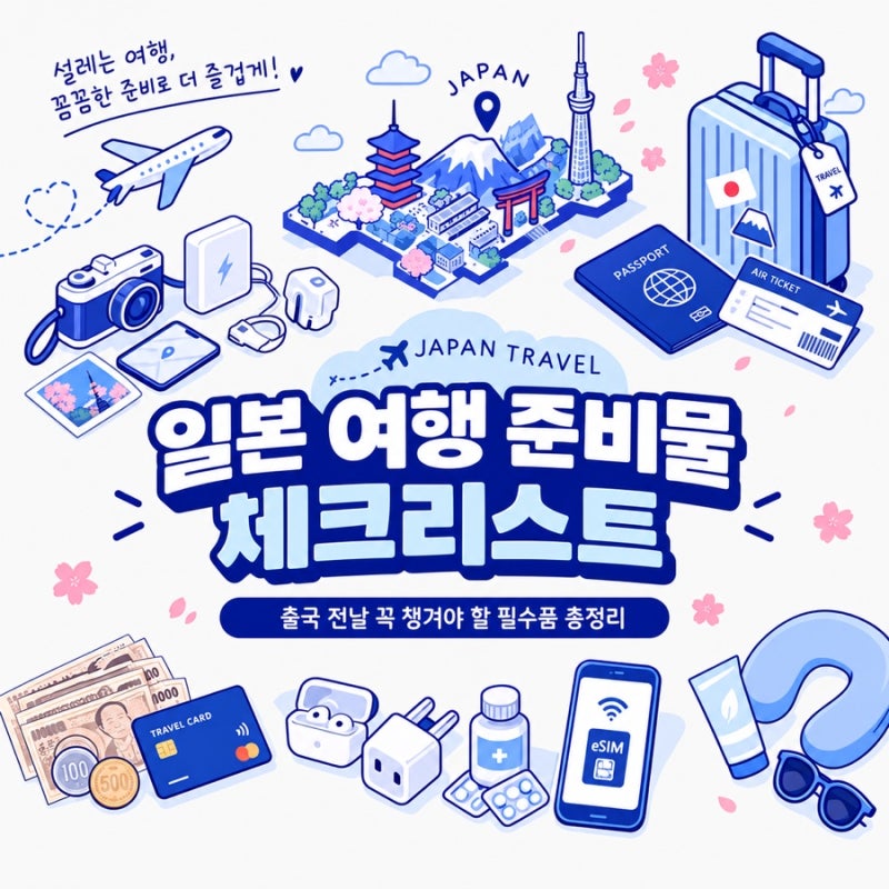 일본 여행 준비물 체크리스트｜출국 전날 꼭 챙겨야 할 필수품 총정리