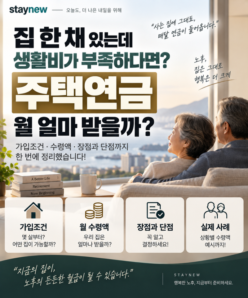 집 한 채 있는데 생활비가 부족하다면? 주택연금 월 얼마 받을까? 가입조건·수령액·단점까....