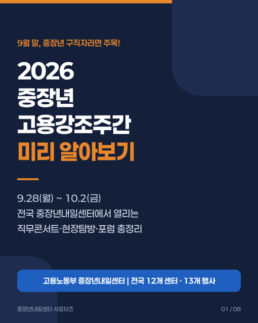 9월 말, 중장년 구직자가 주목해야 할 ‘중장년 고용강조주간’ 총정리 (9/28~10/2)