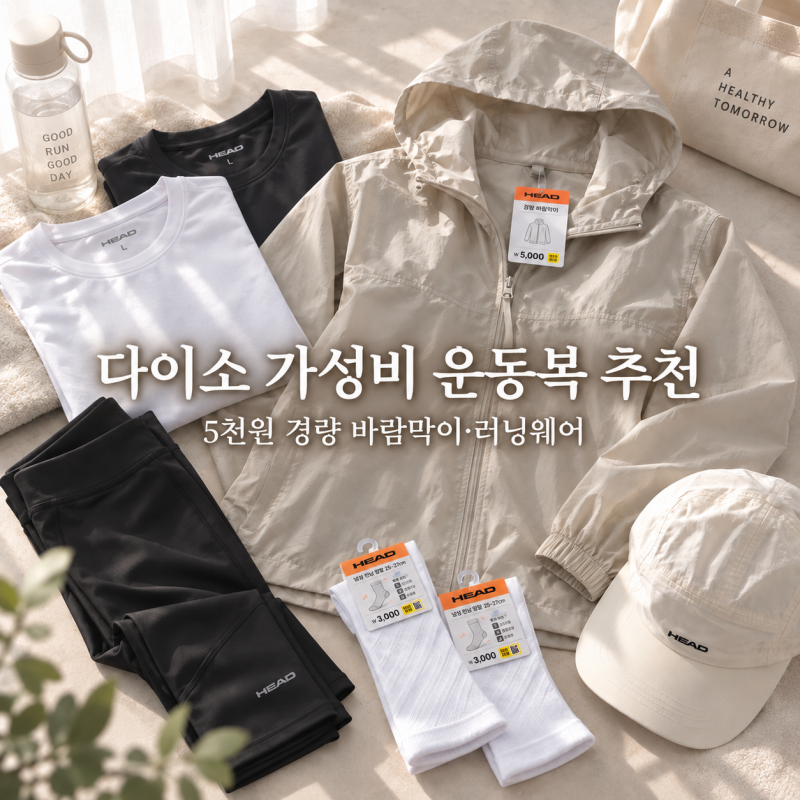 다이소 가성비 운동복 | 5천원 경량 바람막이·러닝웨어 솔직 후기