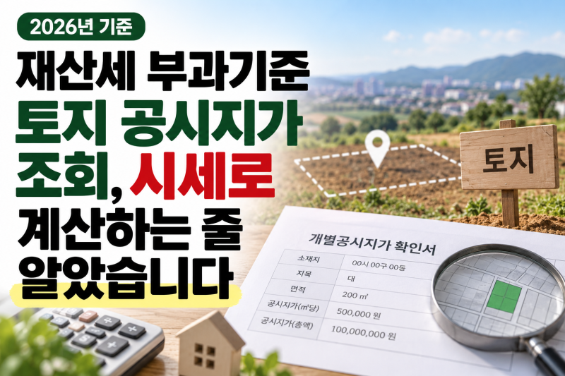 재산세 부과기준 토지 공시지가 조회, 시세로 계산하는 줄 알았습니다