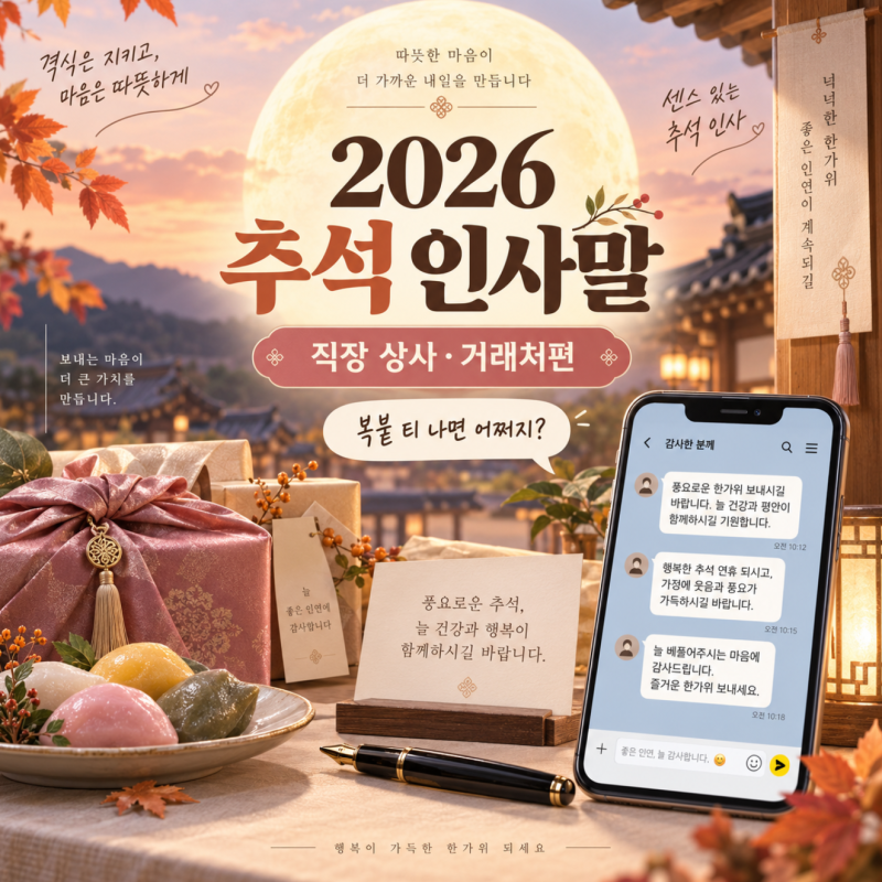 “복붙 티 날까 고민된다면…” 2026 추석 인사말 상사·거래처편