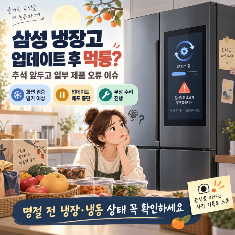 삼성 냉장고 업데이트 후 먹통? 추석 앞두고 발생한 오류·대응 방법 정리