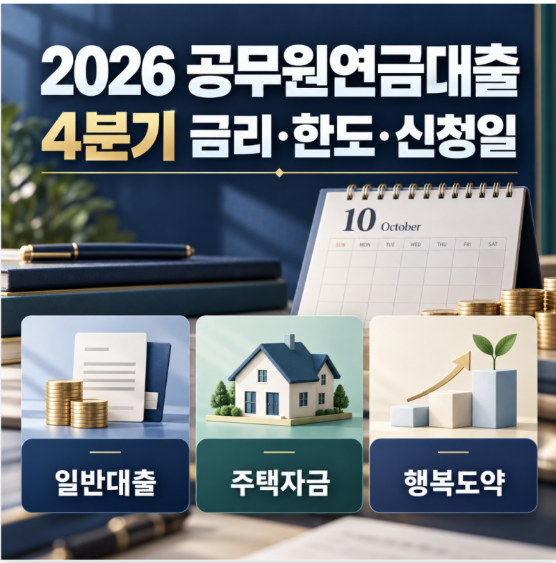 2026 공무원연금대출 4분기 총정리｜금리·한도·신청일은?