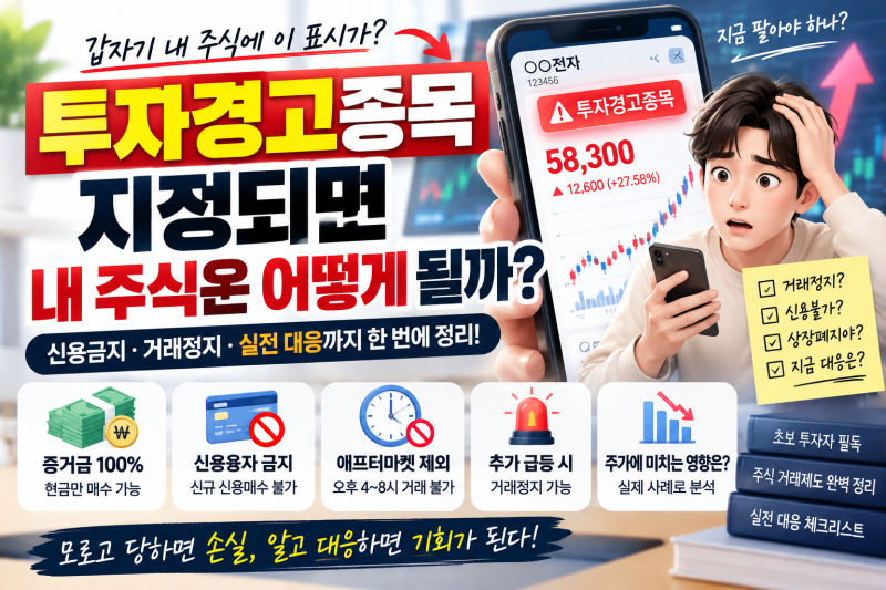 투자경고종목 지정되면｜신용금지·거래정지, 내 주식에 실제로 생기는 일