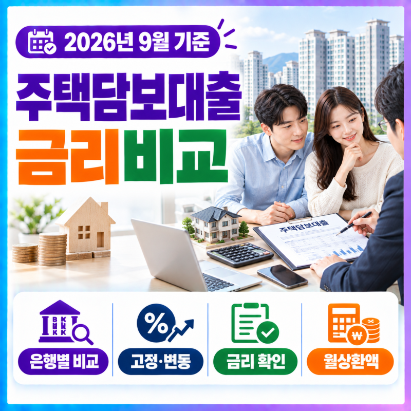 주택담보대출 금리비교 은행별 최저금리와 숨은 비용 (2026년 기준)