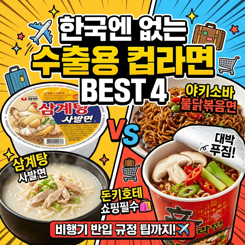 일본 돈키호테 필수템! 한국엔 없는 수출용 컵라면 BEST 4 & 건더기 비교 (비행기 반입 꿀팁까....