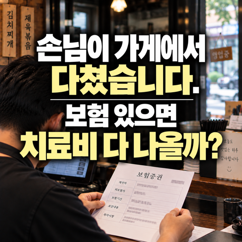 가게에서 손님 다쳤습니다. 영업배상책임보험 있으면 손님 치료비 다 보상될까요?