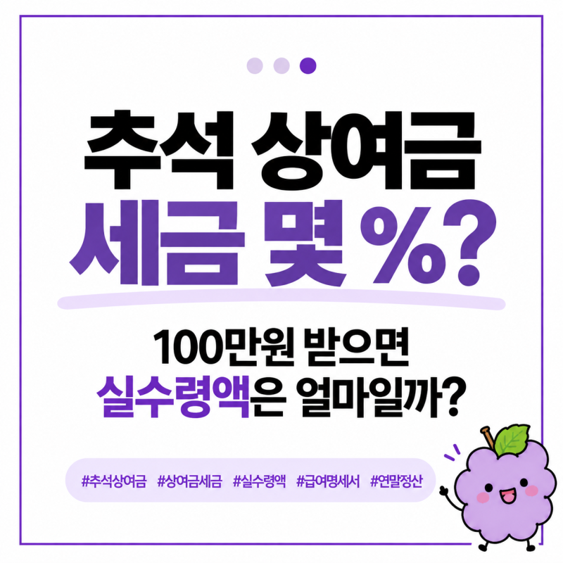 추석 상여금 세금 몇 %? 100만원 받으면 실수령액은 얼마일까