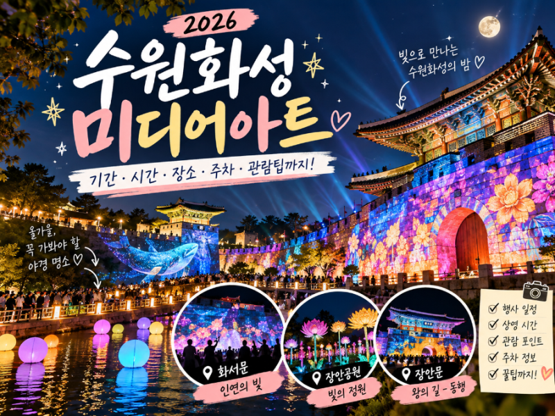2026 수원화성 미디어아트 총정리｜기간·시간·주차·관람료, 행궁동 데이트코스까지