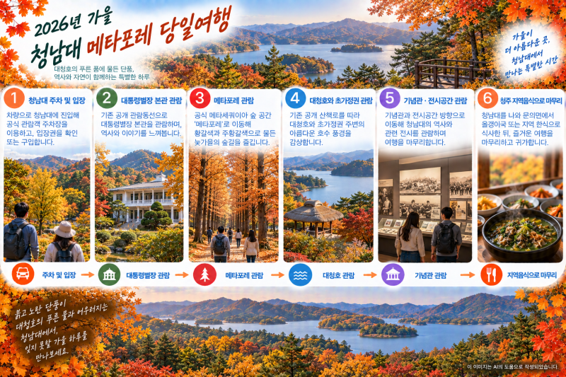 청주 청남대 메타세쿼이아길 단풍 언제? 입장·주차 총정리