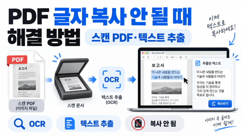 PDF 글자 복사 안 될 때 해결 방법｜스캔 PDF·텍스트 추출