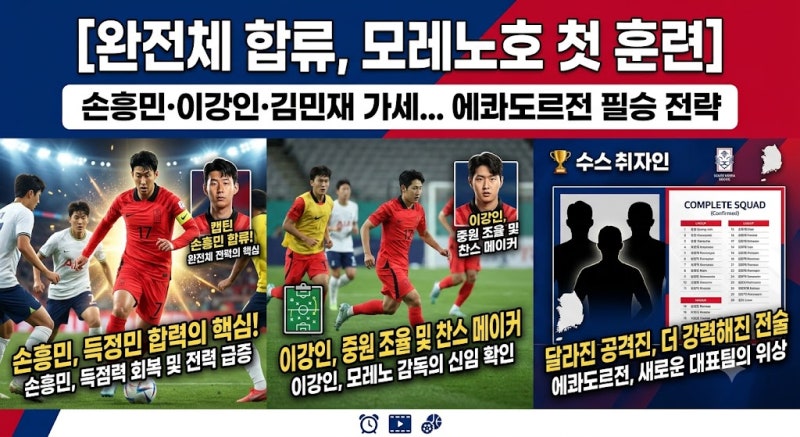 손흥민·이강인까지 완전체 합류｜모레노호 첫 훈련, 에콰도르전 앞두고 달라진 대표팀