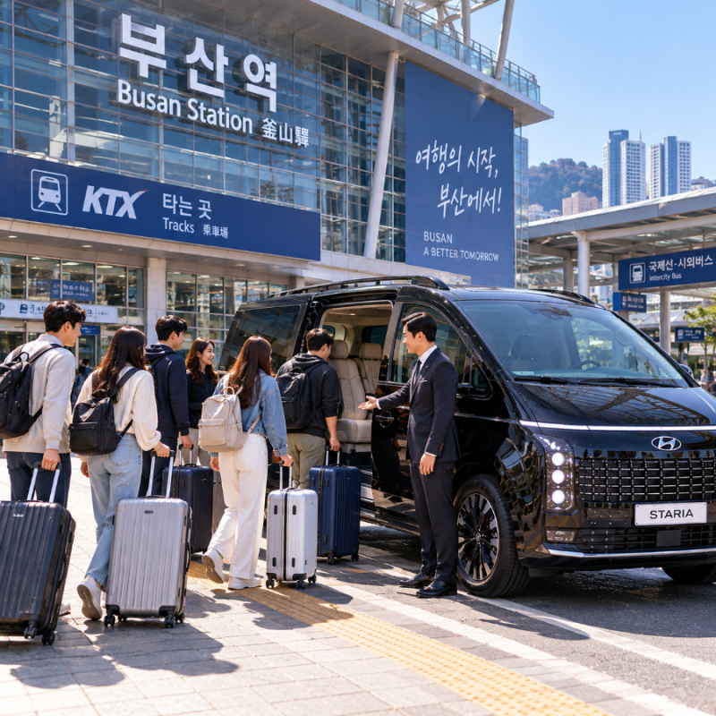 부산역에서 김해공항 6명 단체 이동, 부산콜밴·부산대형택시 예약으로 편하게!