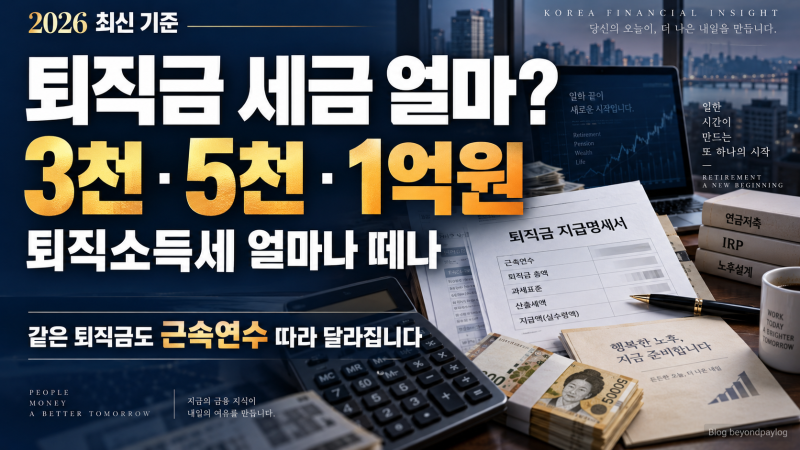 2026 퇴직금 세금 얼마?｜3천·5천만원·1억원 받으면 퇴직소득세 얼마나 떼나