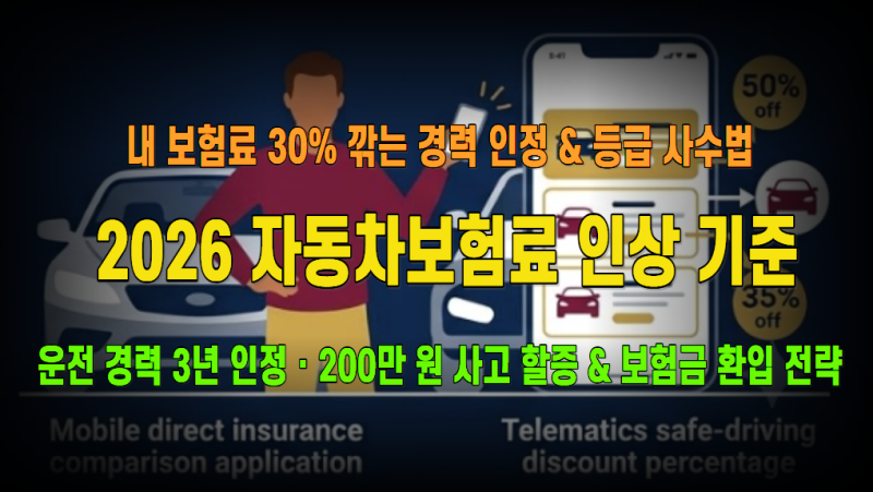 2026 자동차보험료 산정 기준 총정리: 운전 경력 인정 3년 룰·사고 점수별 할증률 & 무사고 등....