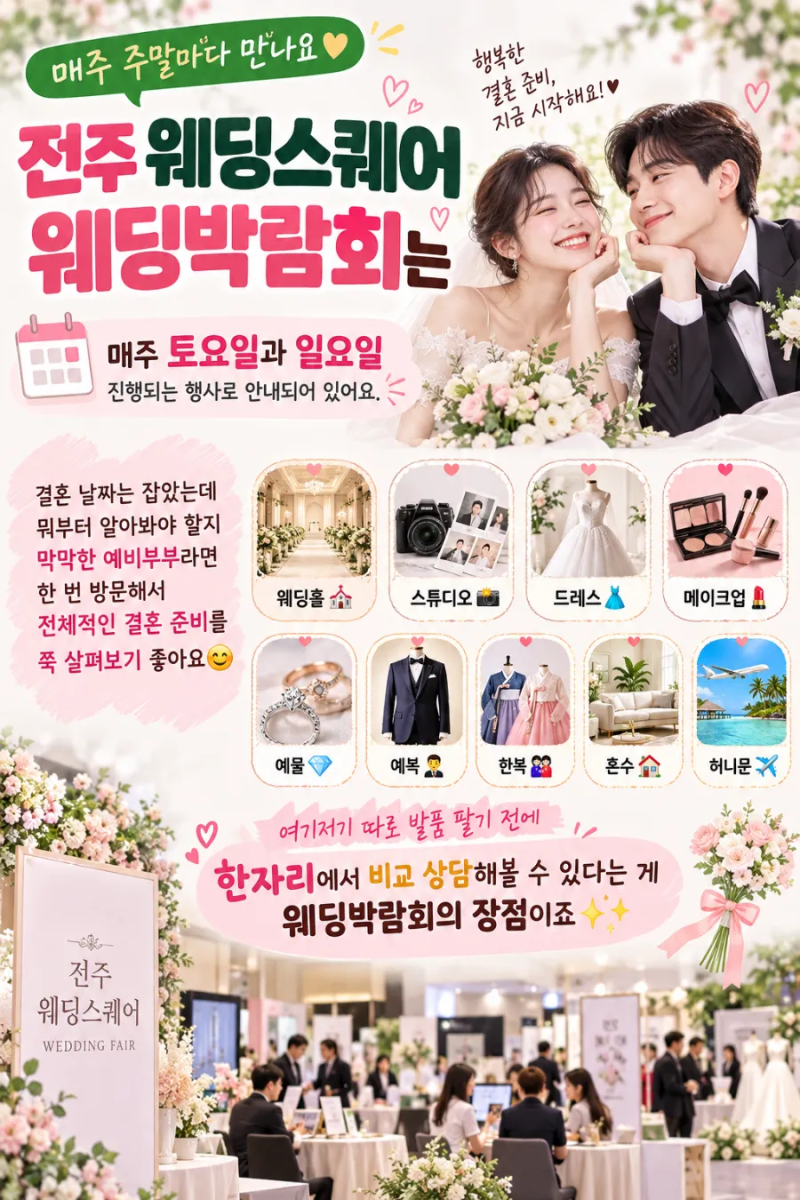 영화·카페 말고 웨딩박람회 데이트 어때?전주 웨딩스퀘어 웨딩박람회 매주 주말 진행
