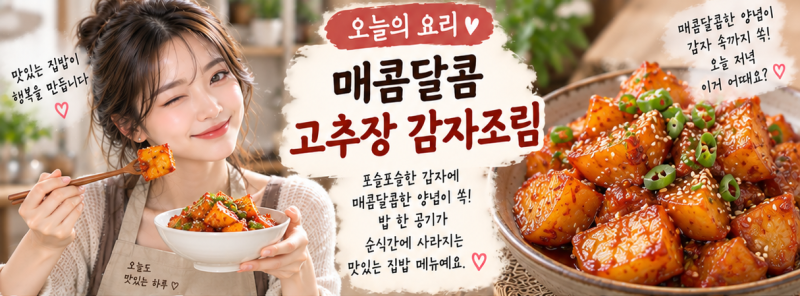 오늘의 요리｜매콤달콤 고추장 감자조림 만드는 법안녕하세요.