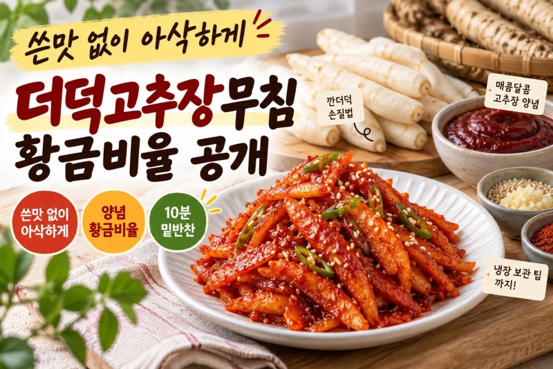 더덕고추장무침 황금비율 공개, 쓴맛 없이 아삭하게 만드는 손질·보관법