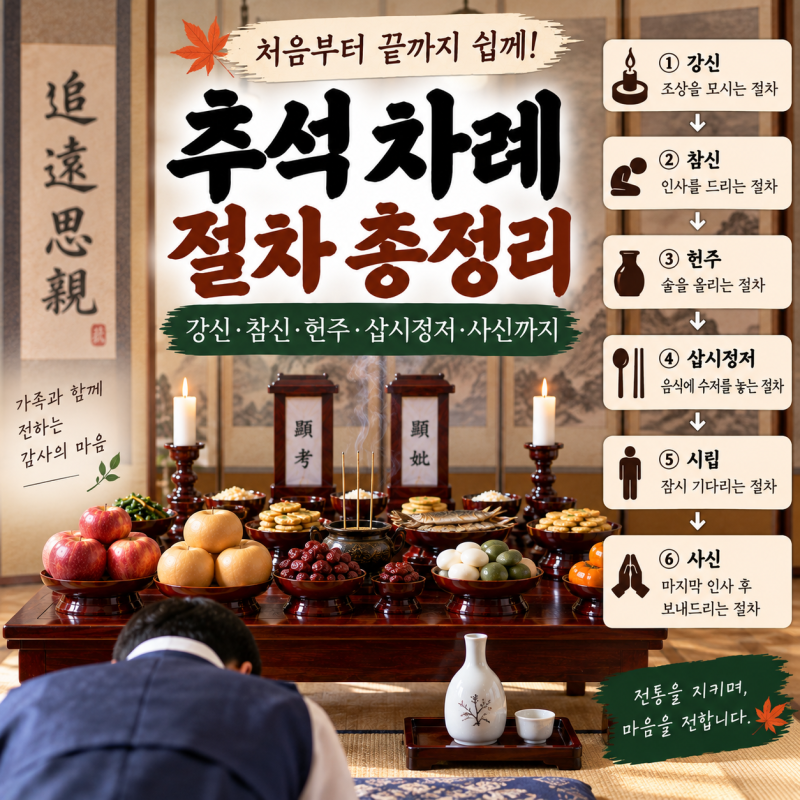 추석 차례 절차｜강신·참신·헌주·삽시정저·사신 뜻과 순서 쉽게 정리