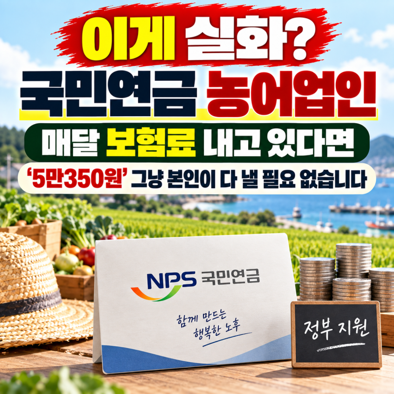 이게 실화? 국민연금 농어업인 | 매달 보험료 내고 있다면 ‘5만350원’ 그냥 본인이 다 낼 필....