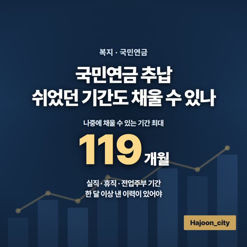 국민연금 추납, 쉬었던 기간도 채울 수 있나