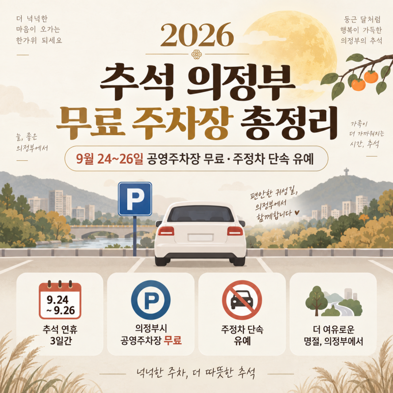2026 추석 의정부 무료 주차장 총정리
