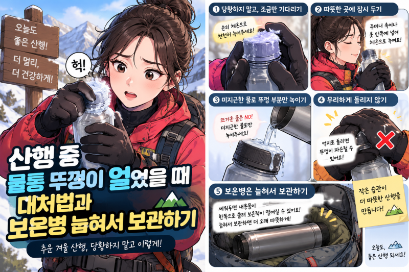 겨울 산행 물통 뚜껑 얼었을 때 5초 해결법과 보온병 보관 꿀팁 총정리