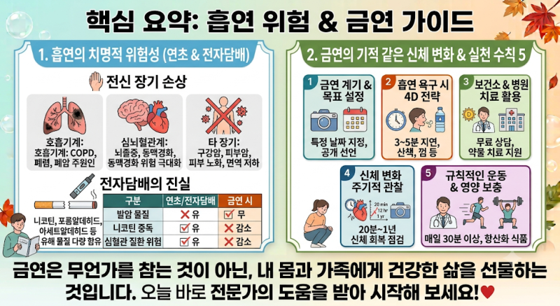 "전자담배는 괜찮을까?" 흡연의 치명적 위험성과 금연 후 시간별 신체 변화 5가지