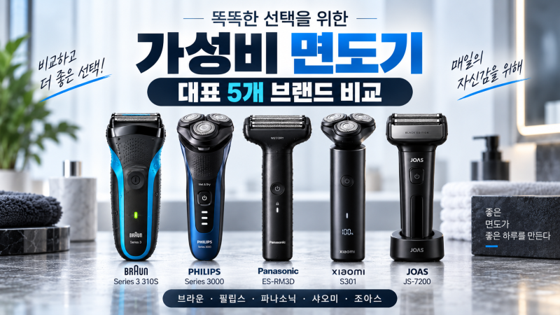가성비 전기면도기 5개 브랜드 비교│브라운·필립스·파나소닉·샤오미·조아스, 어떤 면도....