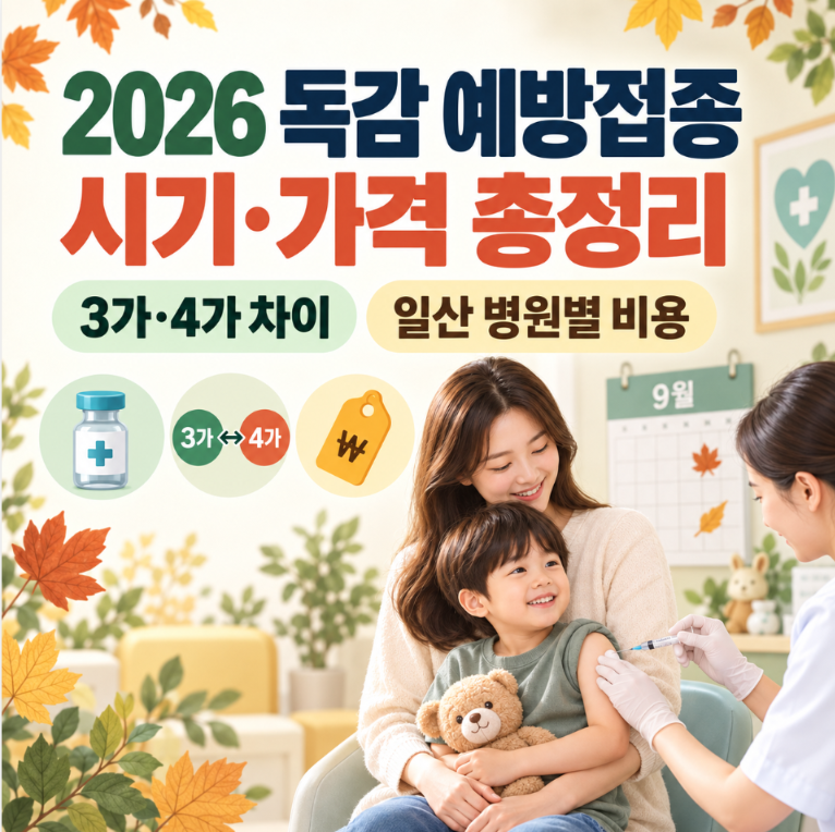 2026 독감 예방접종 시기·가격 정리｜3가 4가 차이, 일산 병원별 비용까지