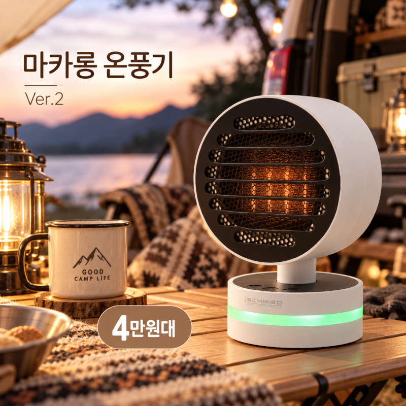 마카롱 온풍기 Ver.2 가정용 미니 캠핑 휴대용 사무실 발난로 소형 PTC히터