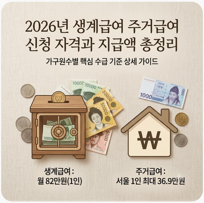 2026년 생계급여 주거급여 신청 자격과 지급금액 총정리