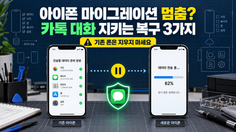 아이폰 마이그레이션 멈춤·오류 해결법: 카톡 대화 내용 날리지 않고 복구하는 3가지 완벽 ....