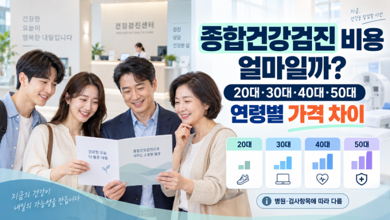 종합건강검진 비용 얼마일까? 20대·30대·40대·50대 연령별 가격 차이