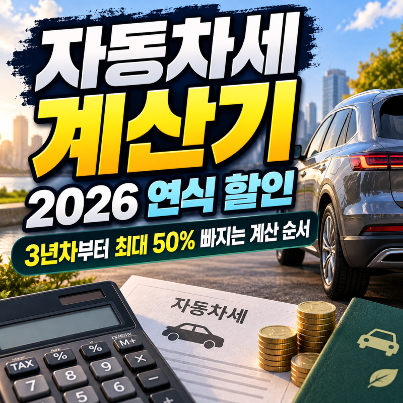 자동차세 계산기 2026 연식 할인 | 3년차부터 최대 50% 빠지는 계산 순서
