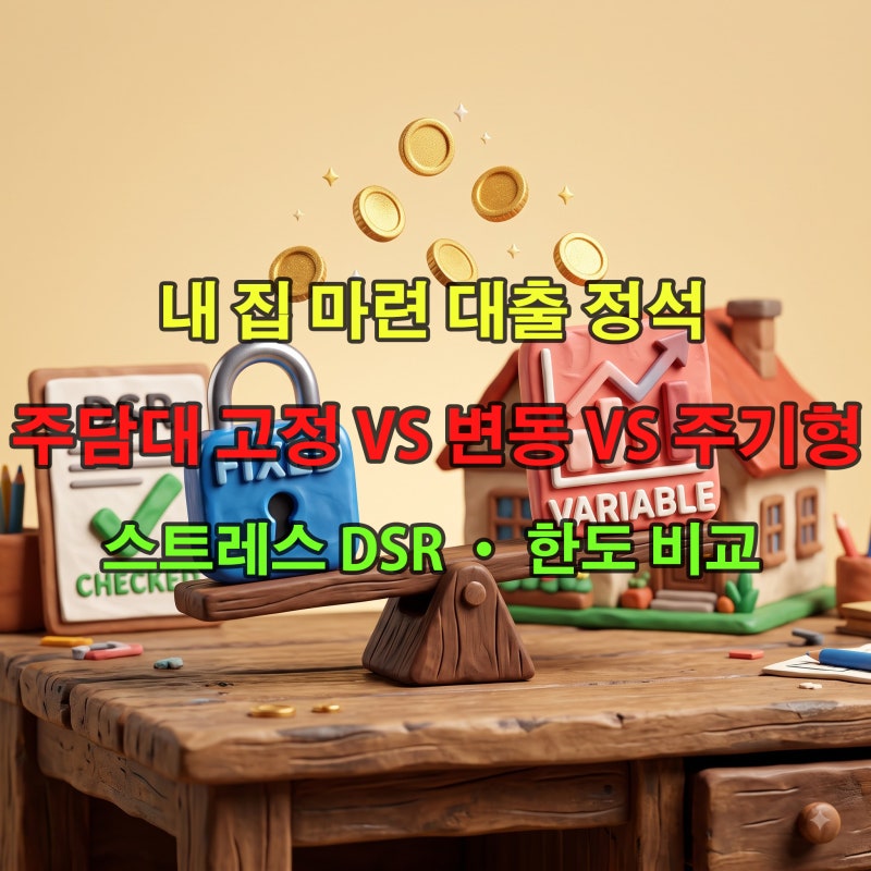 2026 주택담보대출 고정금리 vs 변동금리 vs 혼합형 선택 기준! 스트레스 DSR 대출 한도 비교