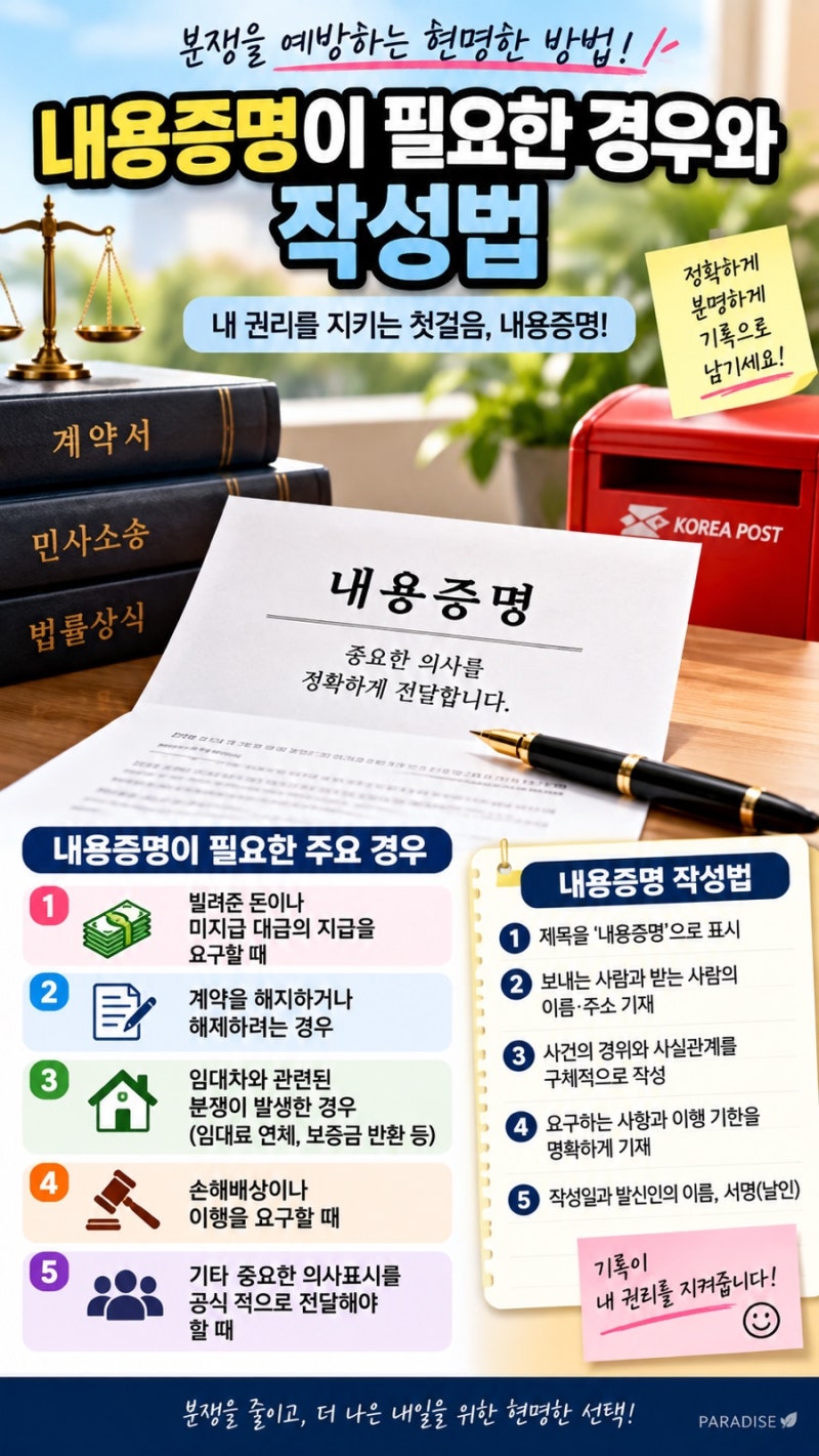 내용증명이 필요한 경우와 작성법