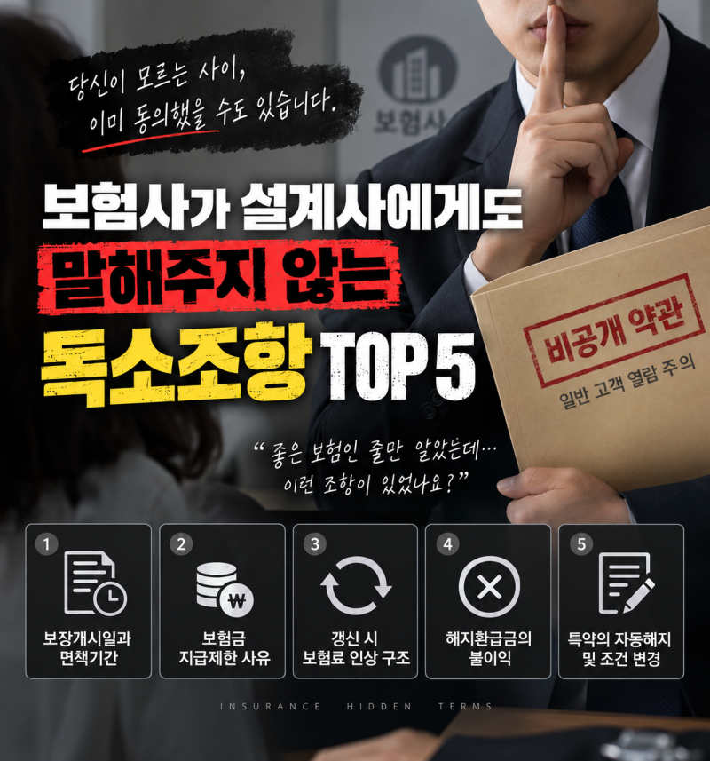 보험사가 설계사에게 말해주지 않는 독소조항 TOP5
